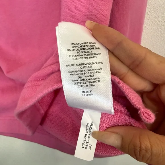 Polo Ralph Lauren Pink Crewneck Sweatshirt Pony Logo 3/4 Sleeve Size S - Picture 4 of 10